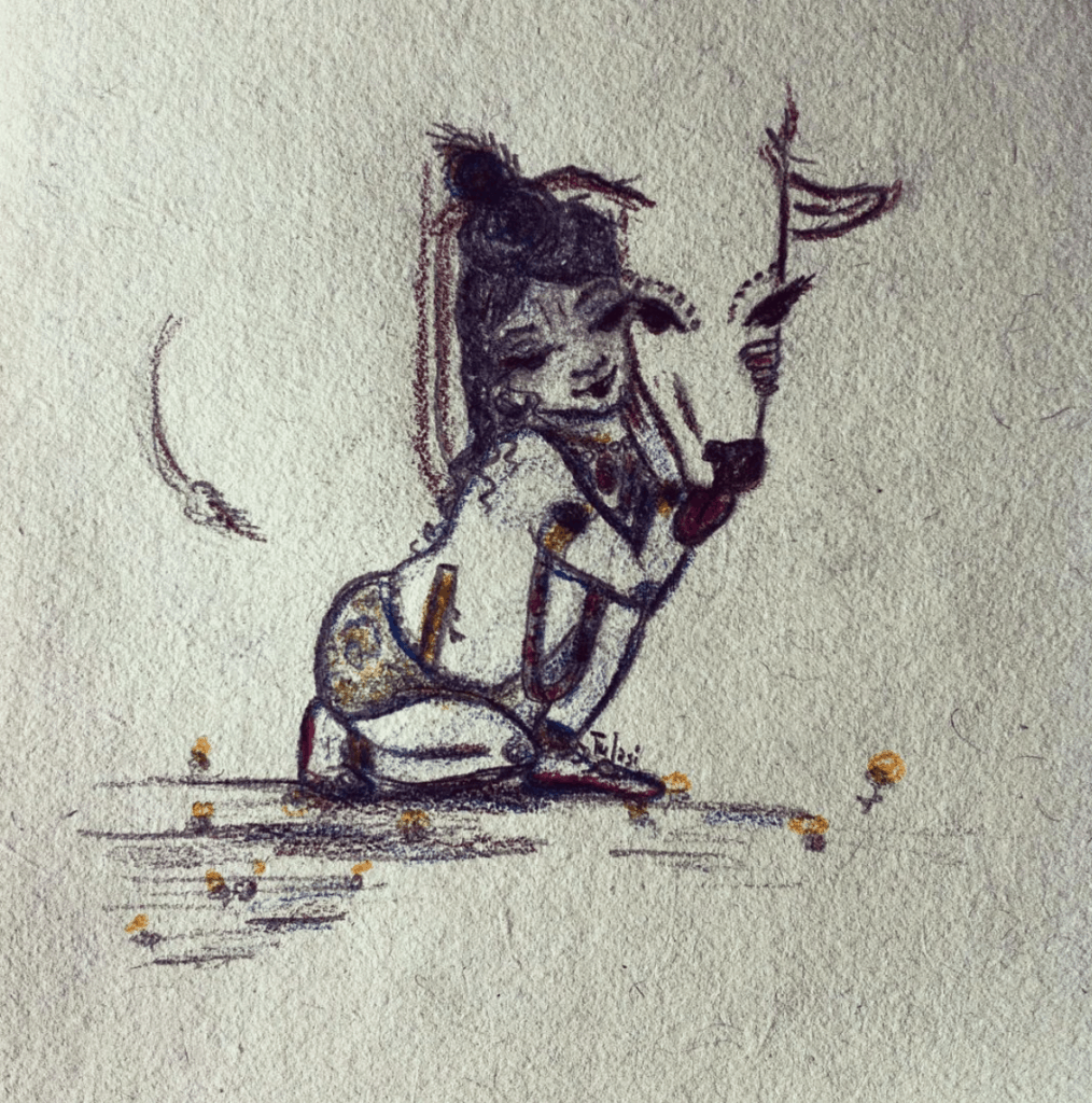 baby krishna skizze, isha yoga