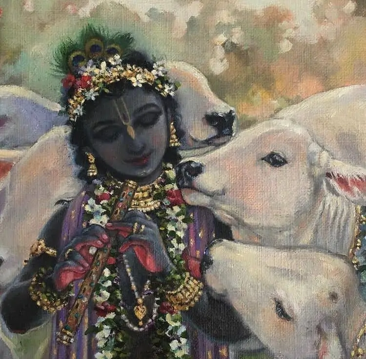 krishna and cows, isha yoga
